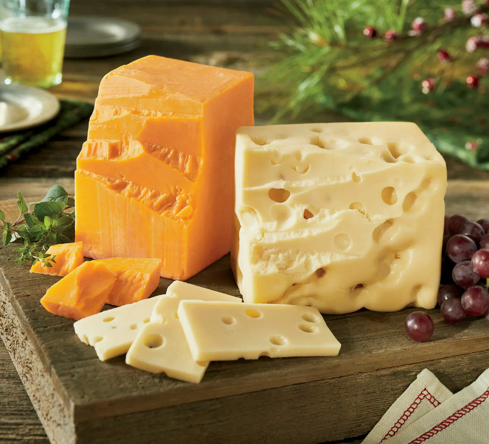cheddar and swiss cheese