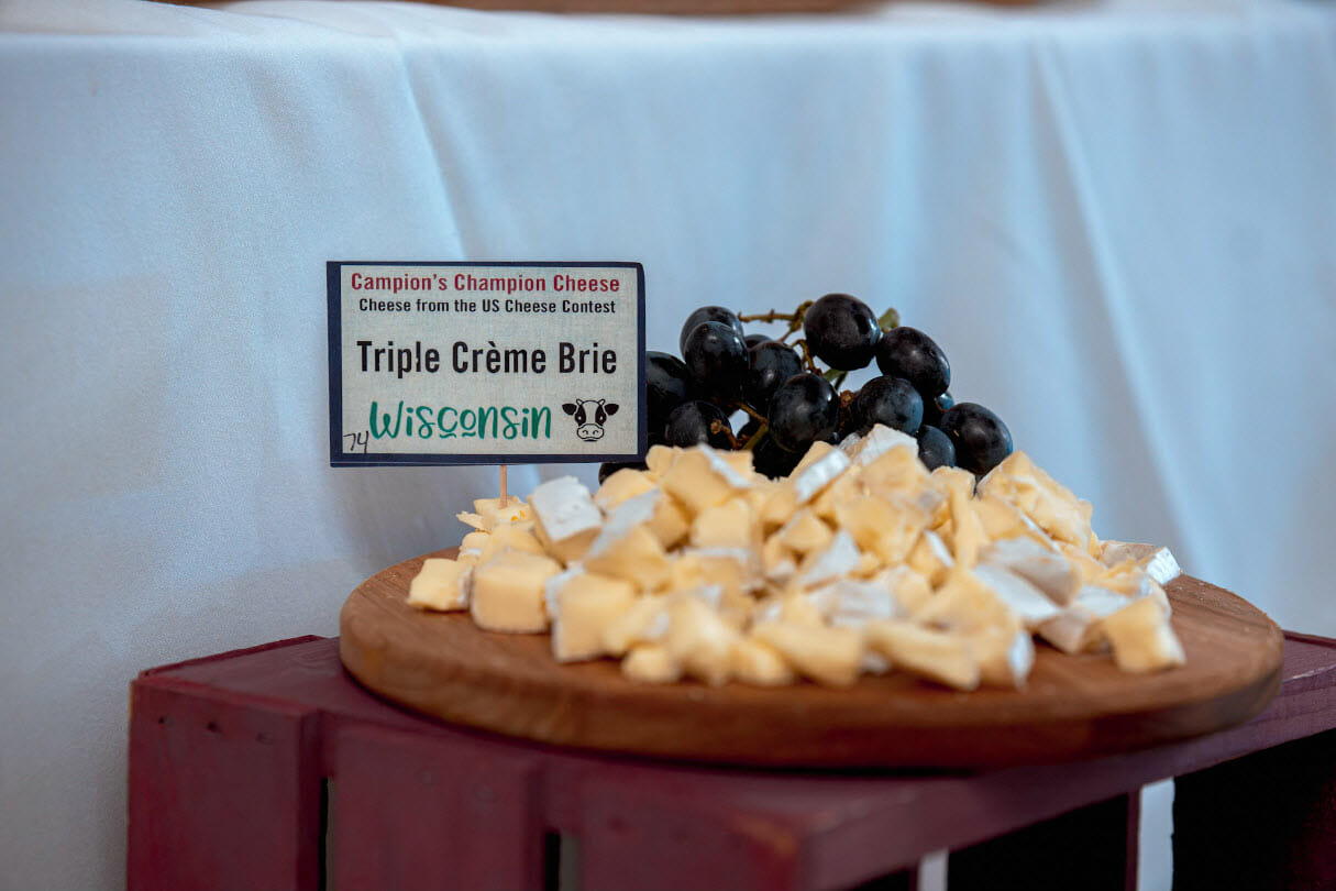 Purple Grapes with Triple Creme Brie Cheese